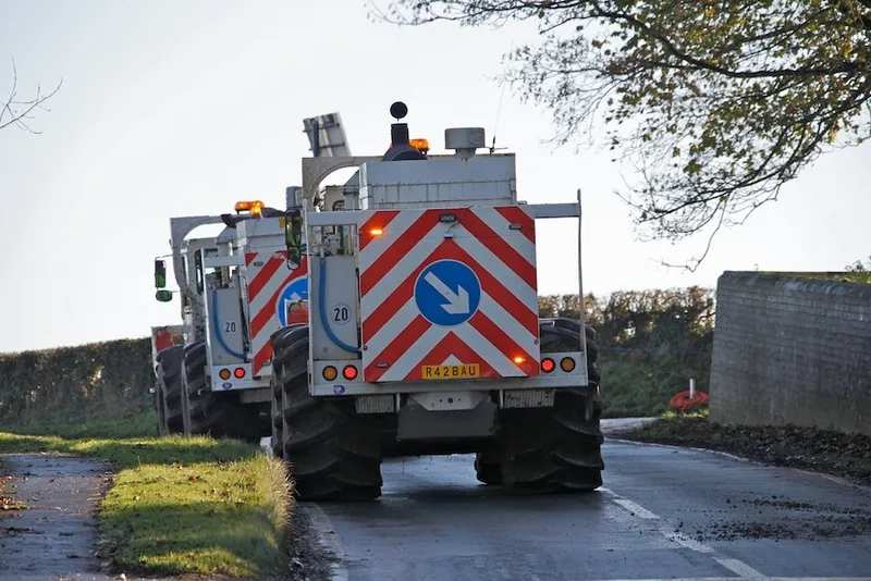 Vibroseis trucks in convoy